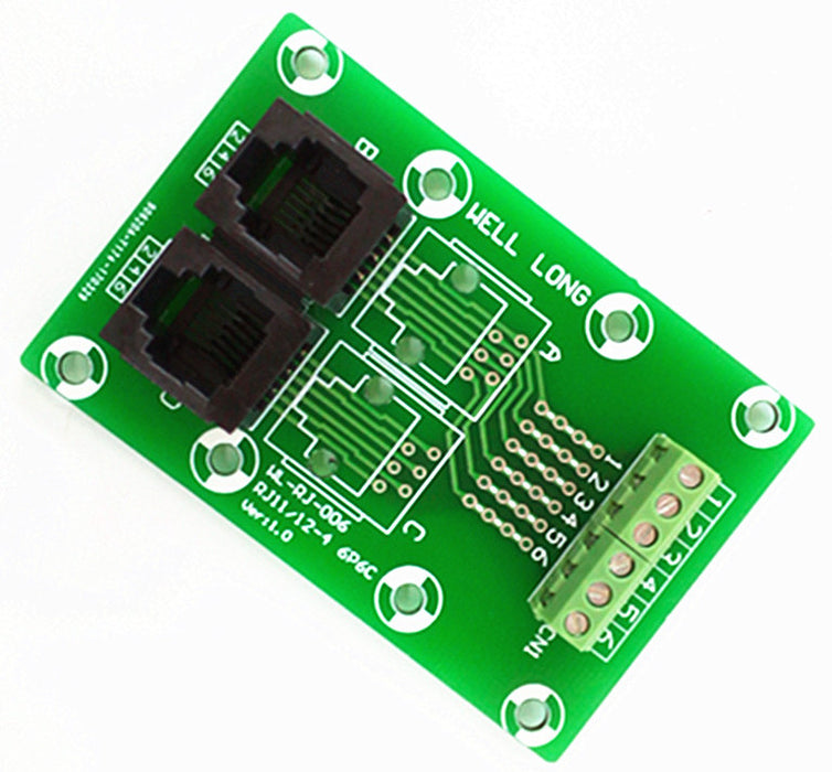 Useful RJ11 RJ12 6P6C 2-Way Buss Breakout Board from PMD Way with free delivery worldwide