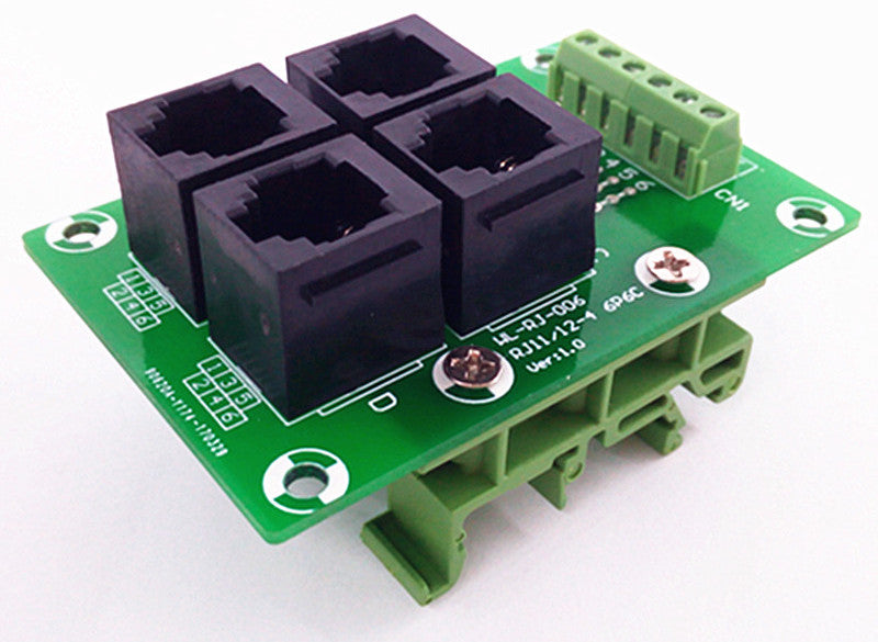 Terminate Rj12 RJ11 RJ12 6P6C 4-Way Buss Terminal Block DIN Rail Breakout Board — PMD Way