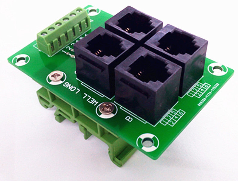 Useful RJ11 RJ12 6P6C 4-Way Buss Terminal Block DIN Rail Breakout Board from PMD Way with free delivery worldwide