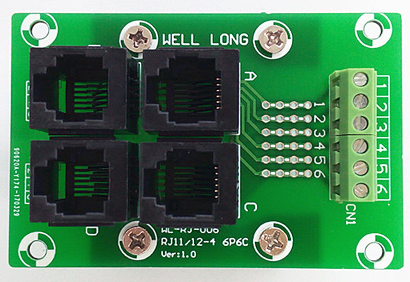 Bix Rj11 RJ11 RJ12 6P6C 4-Way Buss Terminal Block DIN Rail Breakout Board — PMD Way