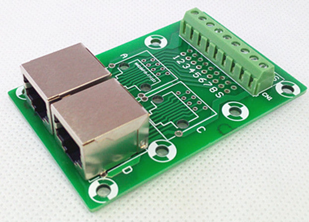 RJ45 8P8C Horizontal 2-Way Buss Terminal Block Breakout Board — PMD Way