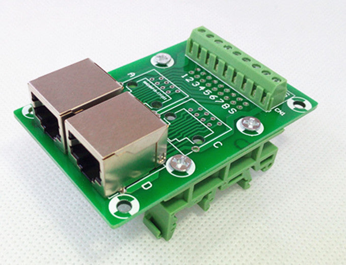 RJ45 8P8C Parallel 2-Way Buss DIN Rail Terminal Block Breakout Board ...