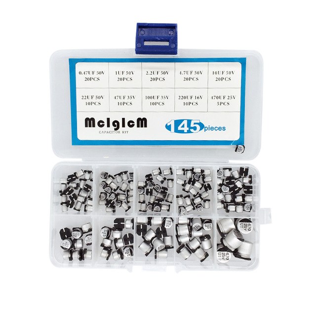 Great value SMD Aluminum Electrolytic Capacitors Assortment Box Kit- 145 pieces from PMD Way with free delivery worldwide