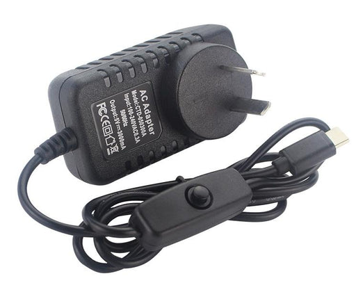 USB C Power Supply for Raspberry Pi 5 with inline power switch from PMD Way