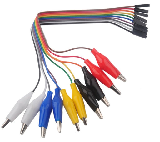Alligator Clips to Female Header Socket Cables - Ten Pack