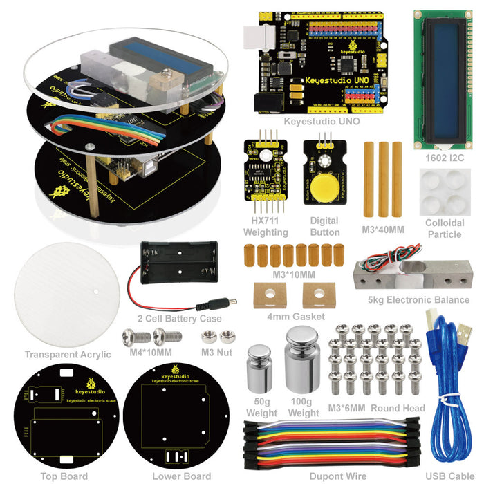 Learn about Arduino and electronic measurement with the Electronic Scales Starter Kit for Arduino from PMD Way with free delivery, worldwide