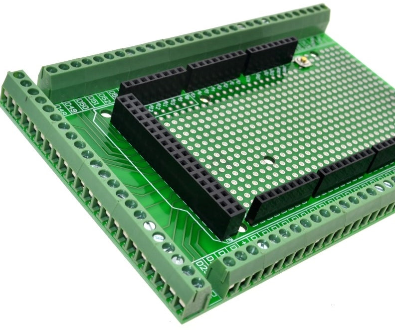 Rapid prototyping made easy with the Double-sided Terminal Block Shield Kit for Arduino Mega R3 from PMD Way with free delivery, worldwide