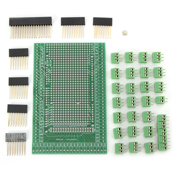 Rapid prototyping made easy with the Double-sided Terminal Block Shield Kit for Arduino Mega R3 from PMD Way with free delivery, worldwide