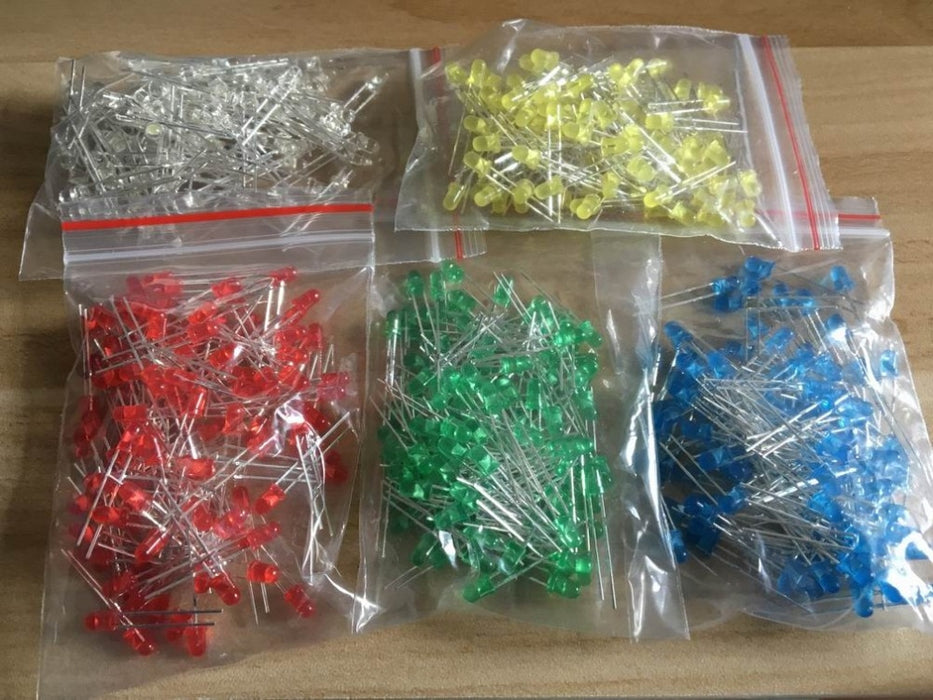 Assorted 500 3mm LED Kit  - Red Green Yellow Blue White from OMD Way with free delivery worldwide