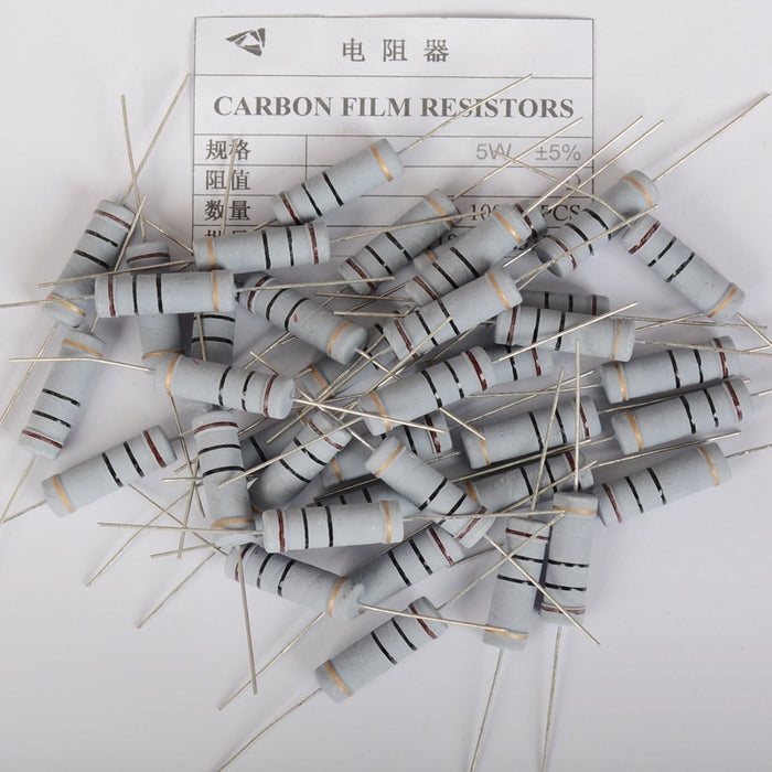 Assorted 5W Carbon Film Resistors - 112 Pieces
