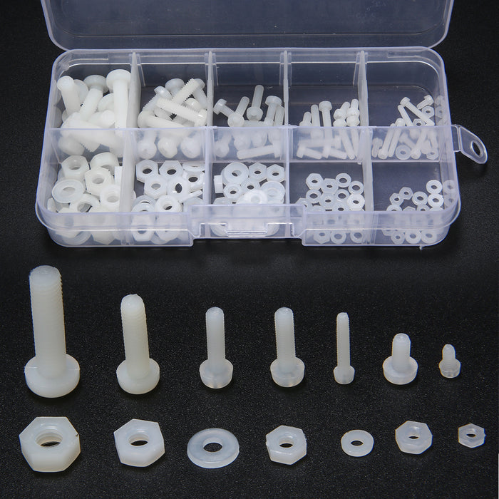 Assorted M2 M2.5 M3 M4 M5 White Nylon Hex Bolt Nut Standoff Spacer Kit from PMD Way with free delivery worldwide