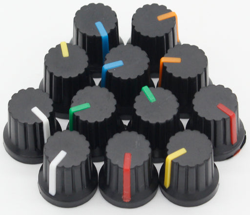 Black Plastic Potentiometer Knobs - 12 Pack from PMD Way with free delivery worldwide