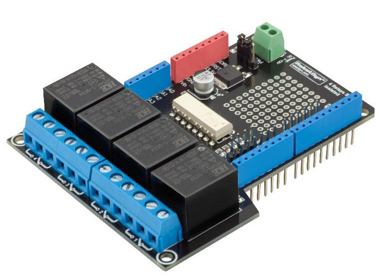 Incredibly useful Deluxe Four Relay Shield with External Power for Arduino from PMD Way with free delivery, worldwide