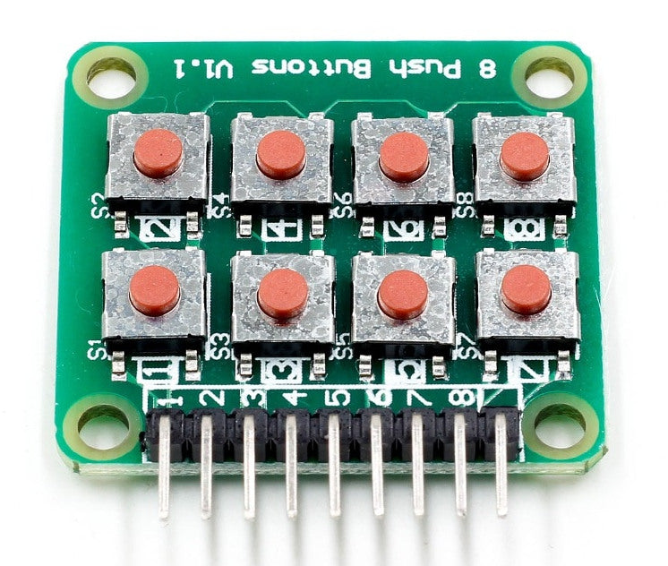 Save hassle and use this Eight Button Breakout Board, ideal for Arduino and Raspberry Pi- from PMD Way with free delivery worldwide