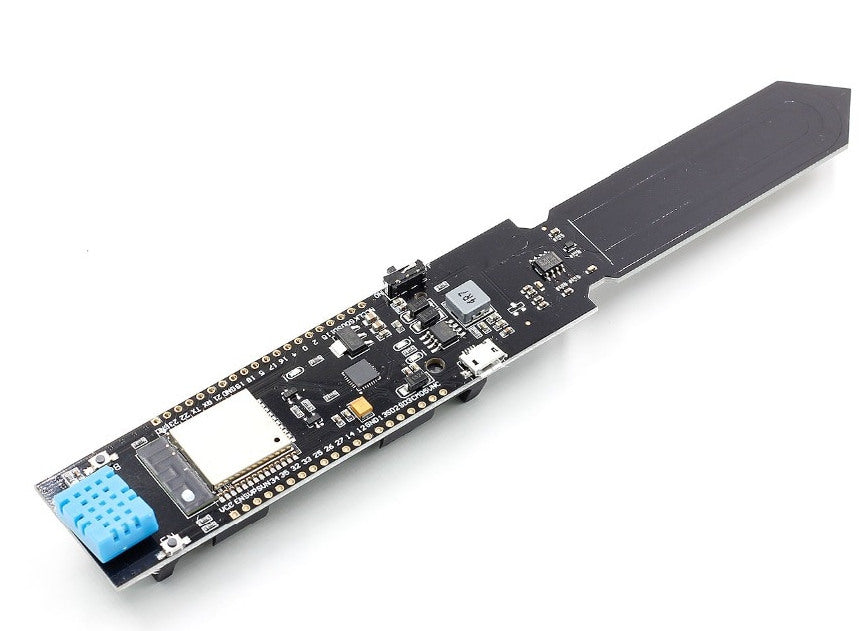 Monitor soil moisture, ambient temperature and humidity over WiFi with the ESP32 HiGrow-type Soil Sensor Board from PMD Way with free delivery worldwide