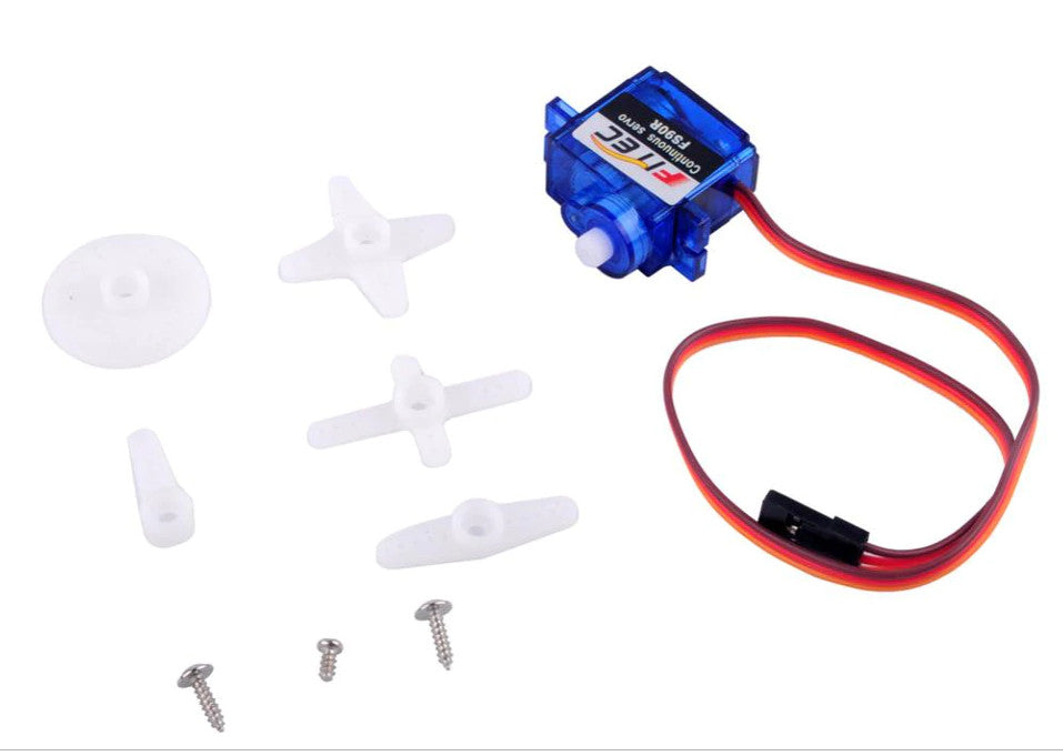 FS90R 360 Degree Continuous Rotation Servo and Wheel - Four Pack from PMD Way with free delivery worldwide
