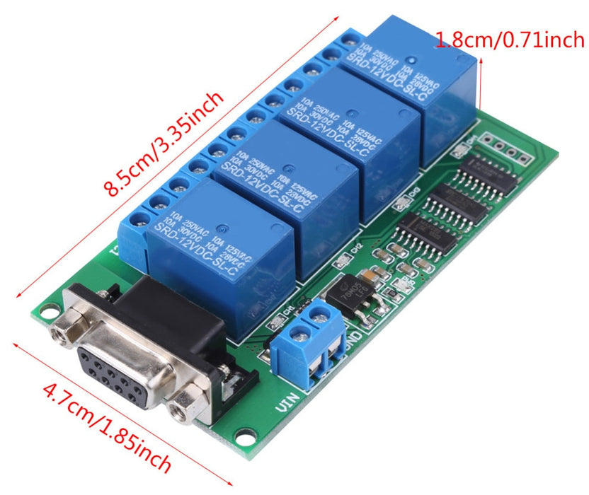 Four Channel RS232 Control Relay Board - 12V DC from PMD Way with free delivery worldwide