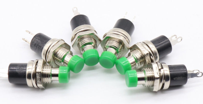 Momentary Mini Pushbutton - Green cap in packs of ten from PMD Way with free delivery worldwide