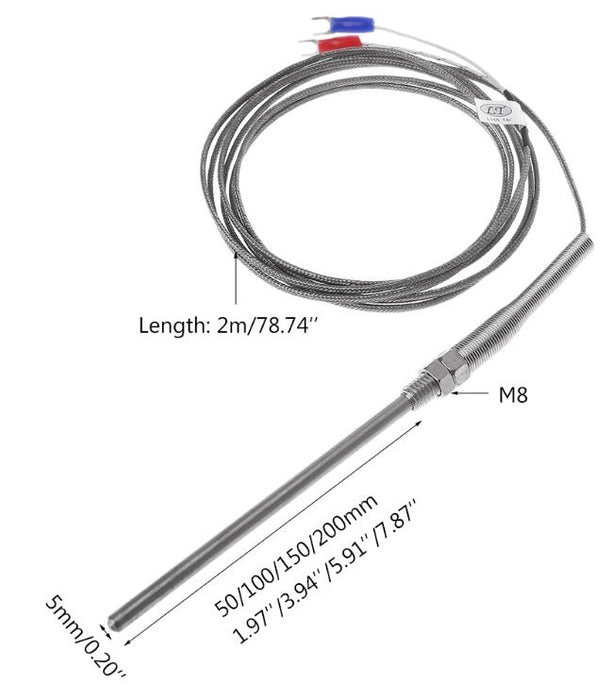 K-Type Thermcouple with Stainless Steel Probes of various lengths from PMD Way with free delivery worldwide