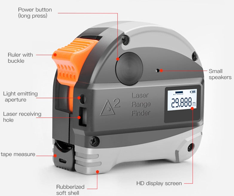 Two in One - Laser Range Distance Sensor and Tape Measure from PMD Way with free delivery worldwide