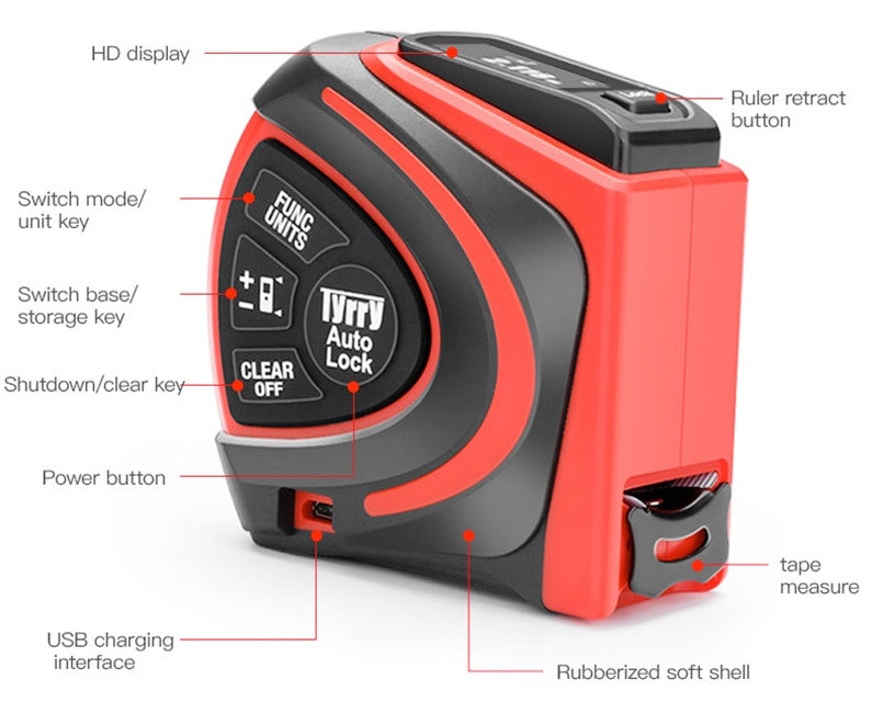 Two in One - Laser Range Distance Sensor and Tape Measure from PMD Way with free delivery worldwide