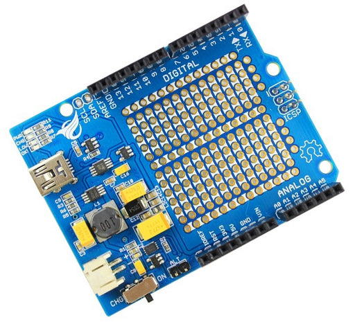 Give your Arduino project autonomy with the 3.7V LiPo Battery Power Shield for Arduino from PMD Way with free delivery, worldwide