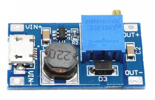 DC-DC Adjustable Boost Module with micro USB input 2-24V to 5-28V in packs of five from PMD Way with free delivery worldwide