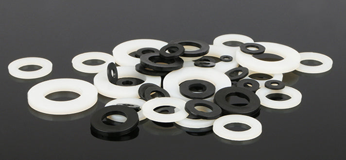 Nylon Washers - Black or White - 100 Pack from PMD Way with free delivery worldwide