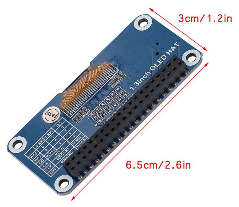 1.3" OLED pHAT for Raspberry Pi Zero and other with 40 pin GPIO from PMD Way with free delivery worldwide