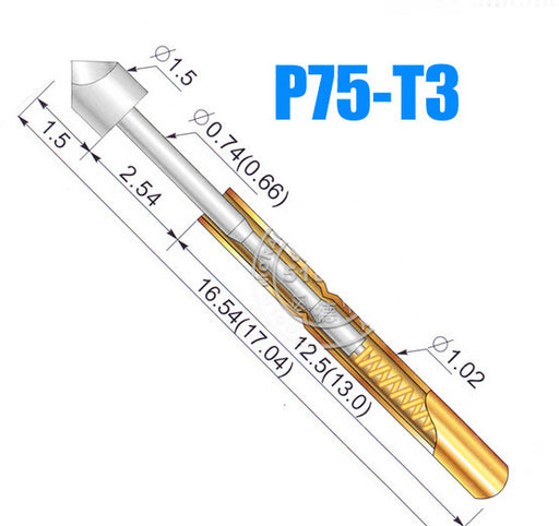 P75-T3 16.54 x 1.5mm Pogo Pins - 100 Pack from PMD Way with free delivery worldwide