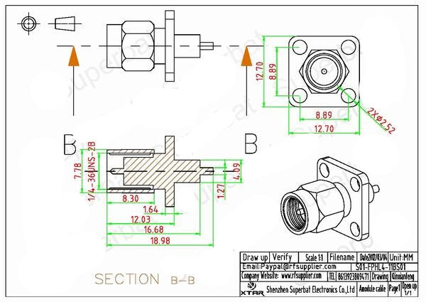 Panel Mount SMA male from PMD Way with free delivery worldwide