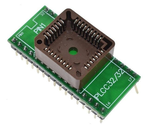 Easily use PLCC32 ICs in solderless breadboards or PCBs with our PLCC32 to DIP32 Adaptor Board from PMD Way with free delivery wordlwide
