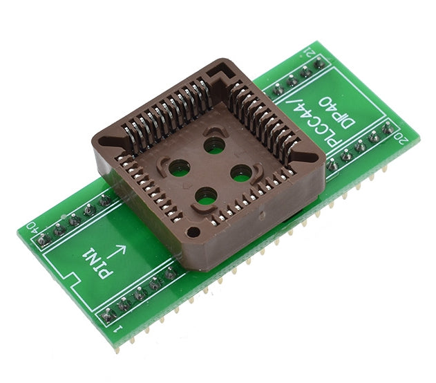 Easily use PLCC44 ICs in solderless breadboards or PCBs with our PLCC44 to DIP40 Adaptor Board from PMD Way with free delivery wordlwide