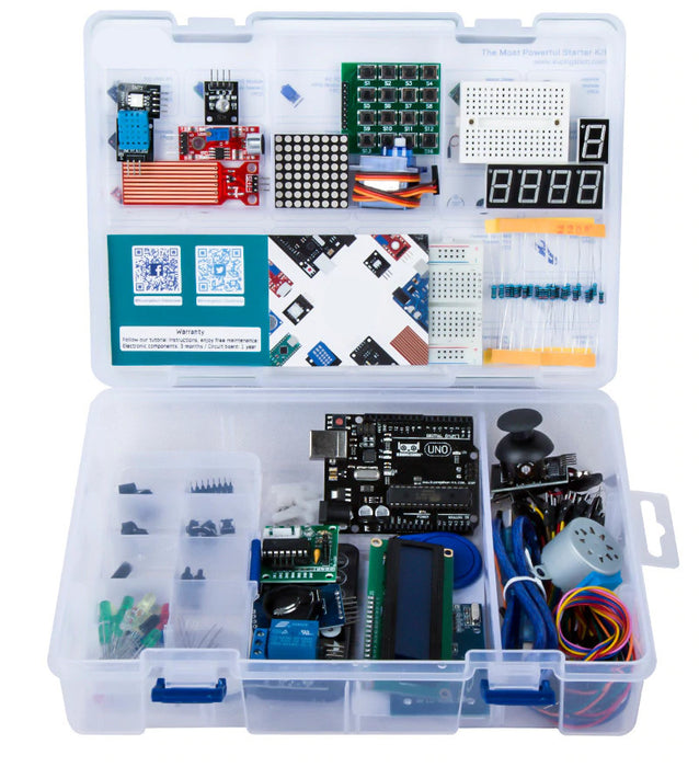 Anyone can learn about coding and electronics - without soldering - using the Powerful Beginners Starter Kit for Arduino from PMD Way, with free delivery worldwide