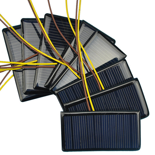 Prewired 5V 60mA Solar Panels in packs of ten from PMD Way with free delivery worldwide