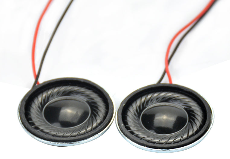 Prewired 28mm 8 Ohm 1 Watt Mini Speakers in packs of ten from PMD Way with free delivery worldwide