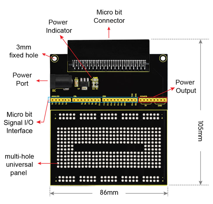 Experiment and build circuits using the Prototyping Module and Solderless Breadboard for BBC micro:bit with free delivery, worldwide