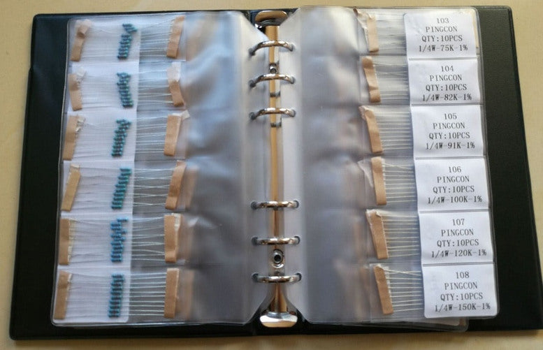 Assorted 1/4W Metal Film Resistor Sample Book - 1400 Pieces from PMD Way with free delivery, worldwide