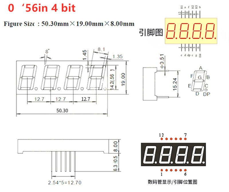 Red 7 Segment LED Display Modules - 5 Pack - Various Sizes