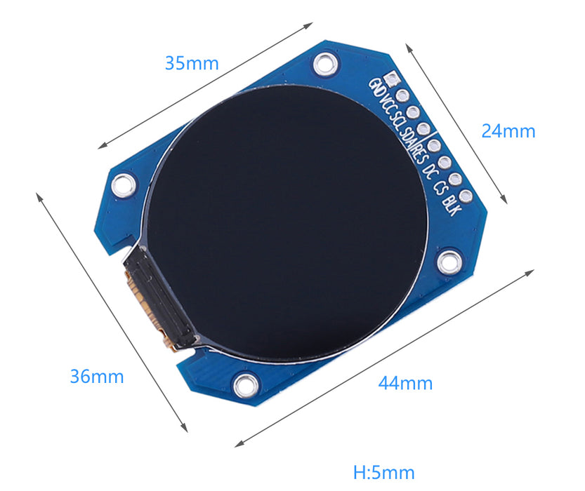 Round 1.28" 240 x 240 TFT LCD from PMD Way with free delivery worldwide