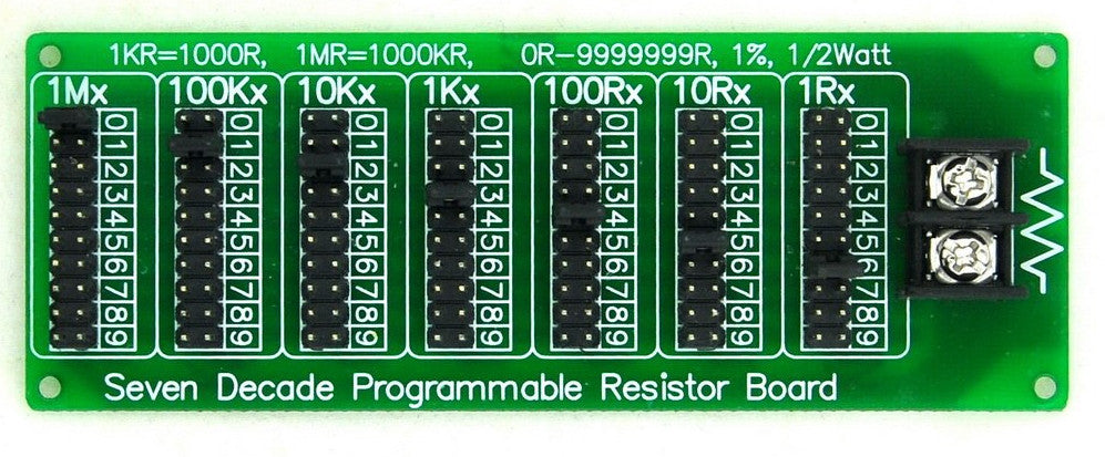 Create your own resistor with the 1R - 9999999R Seven Decade Programmable Resistor Board from PMD Way with free delivery worldwide
