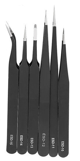 Six Piece Anti-Static Tweezer Set from PMD Way with free delivery worldwide