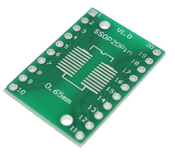 SOIC20 TSSOP20 to DIP Adaptor PCBs in packs of ten from PMD Way with free delivery worldwide