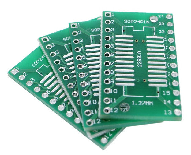 SOIC24 TSSOP24 to DIP Adaptor PCBs in packs of ten from PMD Way with free delivery worldwide