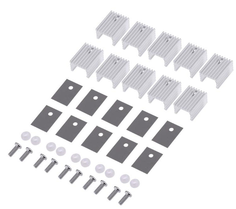 Aluminium TO220 Heatsink Kits - 10 Pack from PMD Way with free delivery worldwide