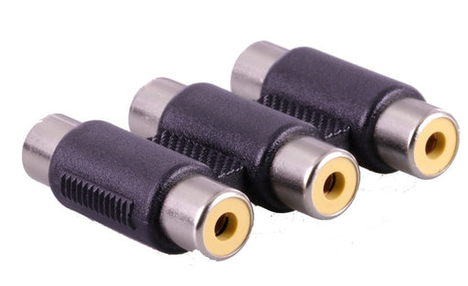 Three Way RCA Female to Female Adaptor - Four Pack from PMD Way with free delivery worldwide