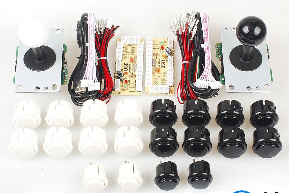 Joystick and Ten Arcade Buttons with USB Encoder Kit - Various Colors ...