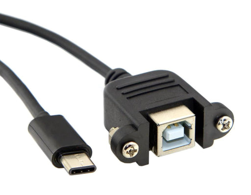 Panel Mount USB B Socket to USB C Plug Cable