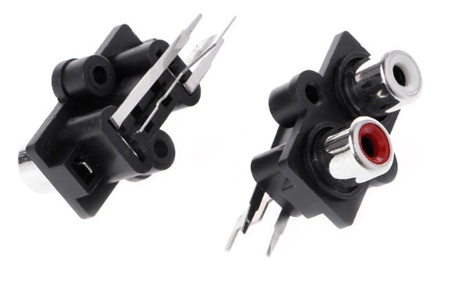 PCB Mount Vertical Twin RCA Sockets - 5 Pack from PMD Way with free delivery worldwide