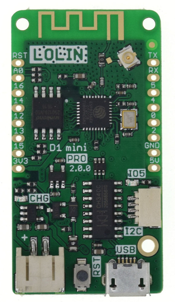 WeMos LoLin D1 Mini Pro - 16MB ESP8266 Board in packs of two from PMD Way with free delivery worldwide